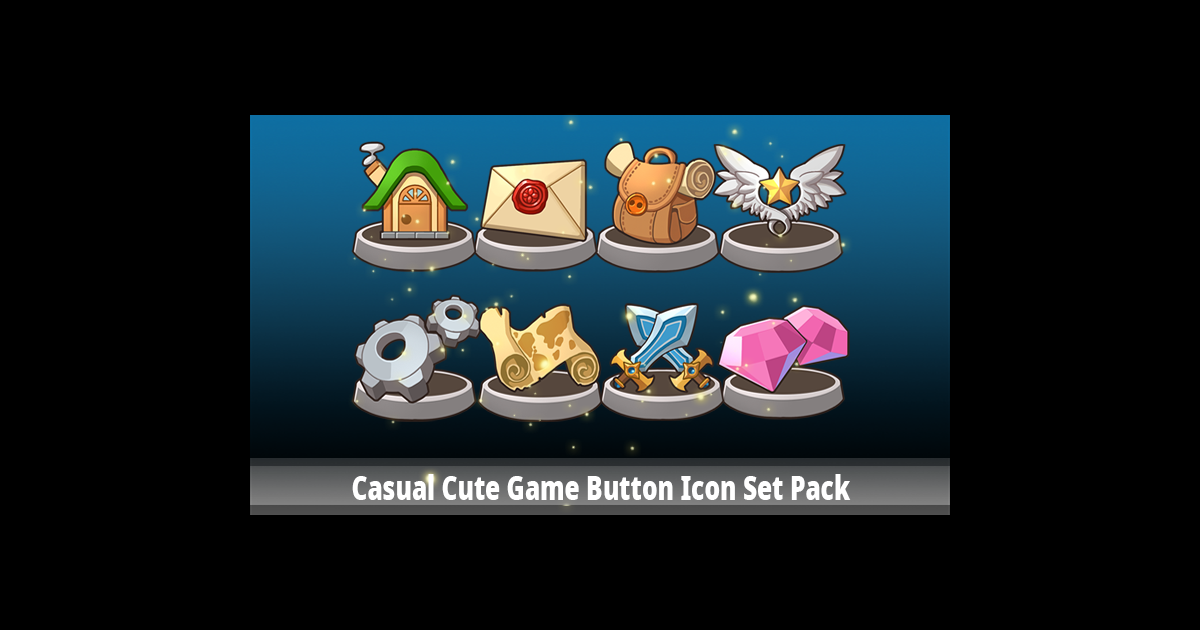Casual Cute Game Button Icon Set Pack | 2D Icons | Unity Asset Store