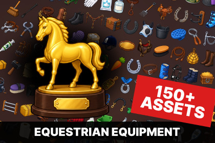 Horse Care Equestrian Stable Tack Grooming Riding Icons Pack