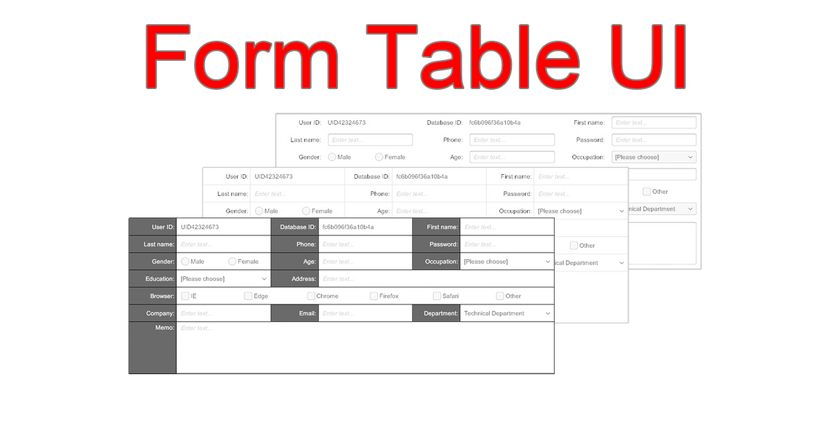 Form Table UI By maything | 2D GUI | Unity Asset Store