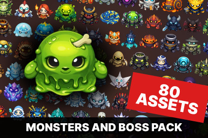 Tower Defense Elemental Dungeon Monsters Boss Icons Pack for RPG Strategy Games