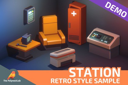 FREE Demo: Low Poly Sci-Fi Station / Cosmic Retro