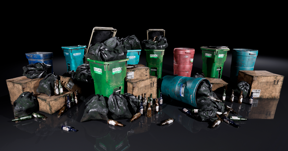 Garbage Collection Unity Realistic Garbage Pack | 3D Exterior | Unity Asset Store