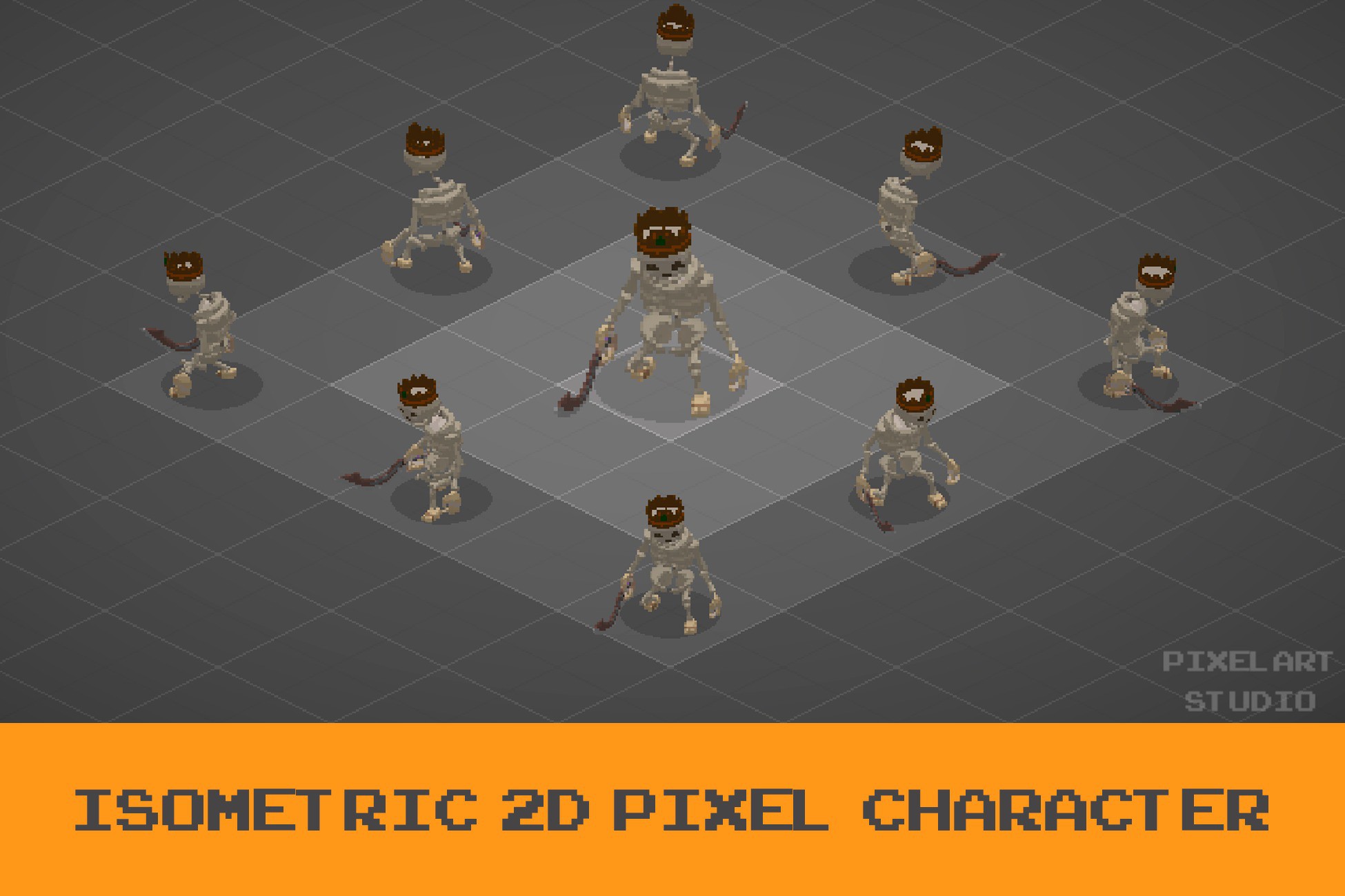 2D Skeleton Boss - Isometric PixelArt Character | 2D Characters | Unity ...
