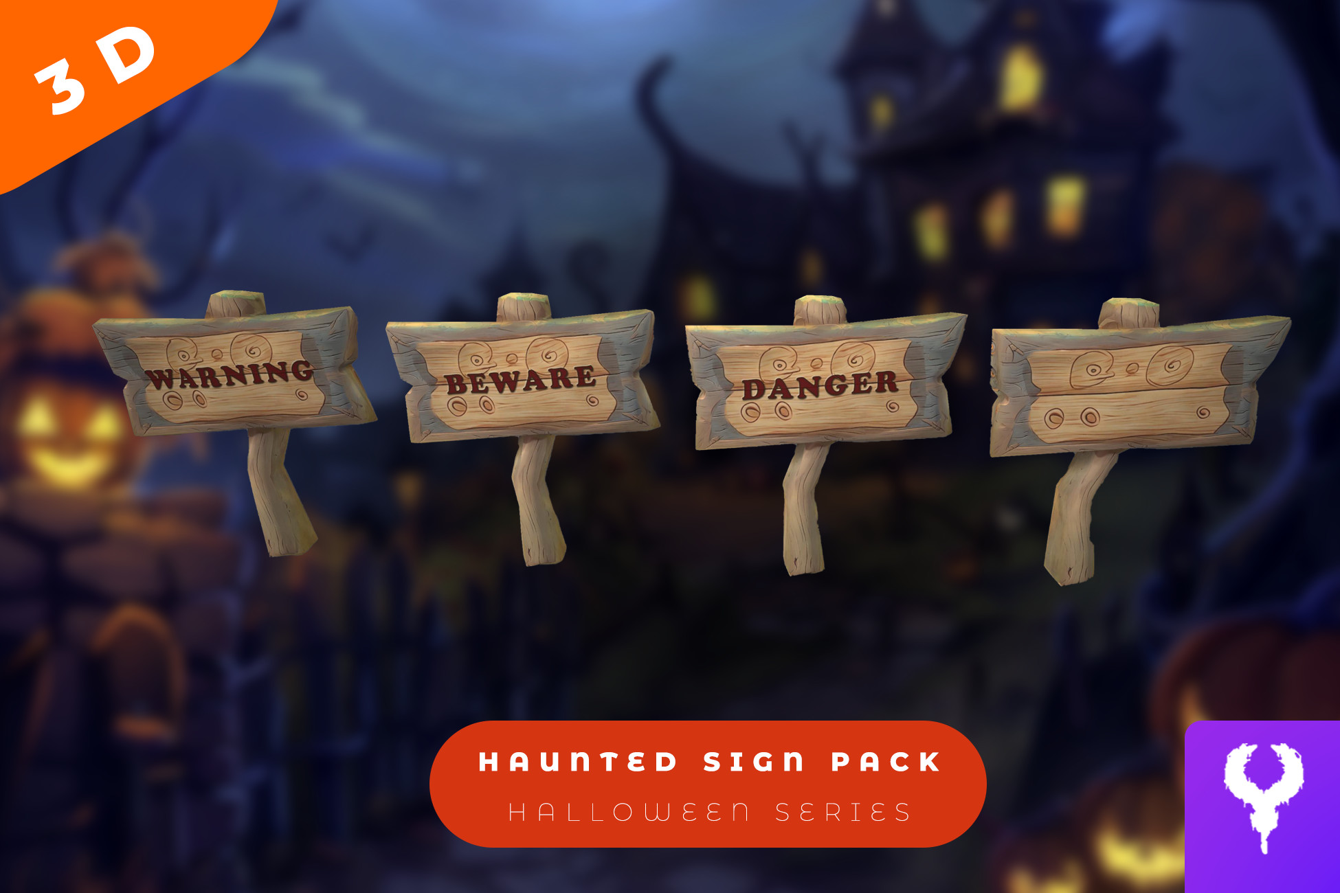 Not Haunted Sign Cartoon Haunted Sign Pack | 3D Exterior | Unity Asset Store
