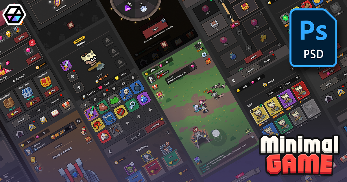 GUI Pro - Minimal Game Dark(+PSD) | 2D GUI | Unity Asset Store