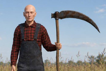 Farmer with scythe