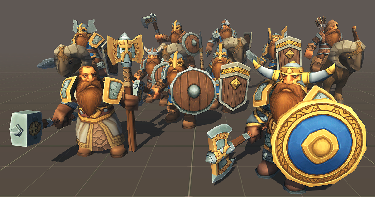 Toon RTS Units - Dwarves | 3D Characters | Unity Asset Store