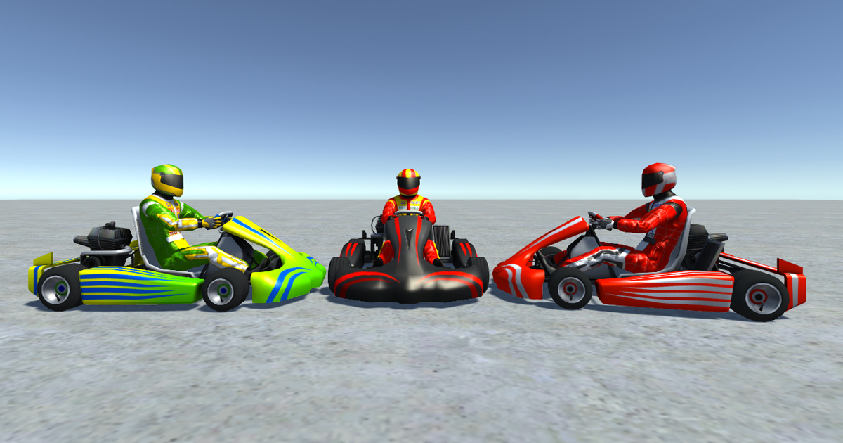 3 Low Poly Karts with Player 10 3D 汽车 Unity Asset Store