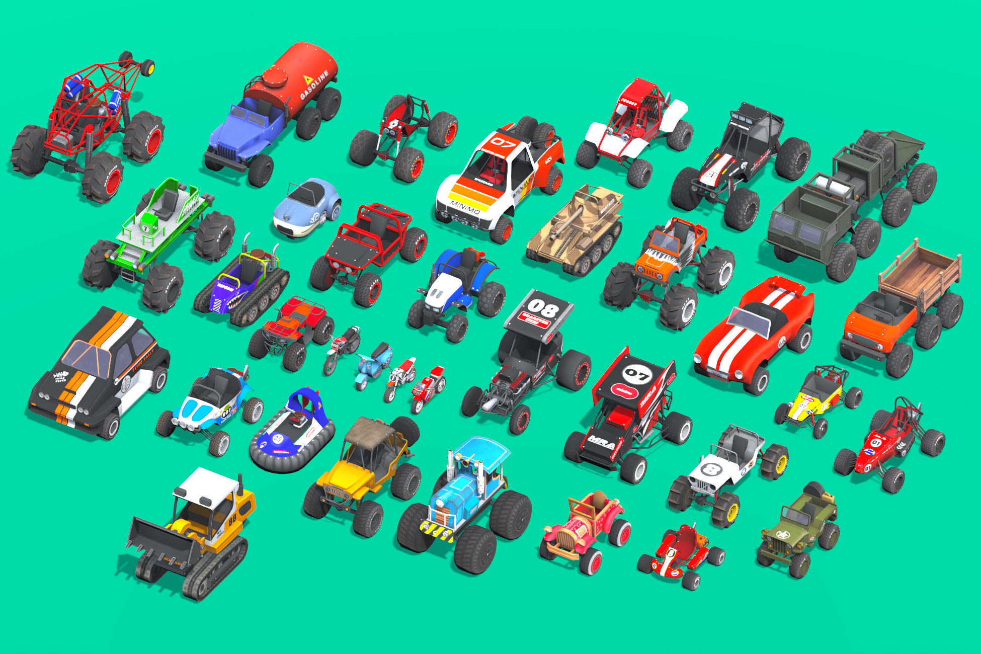 Unity Engine Car Asset Ultimate Vehicles Pack - Low Poly Cars | 3D Land | Unity Asset Store