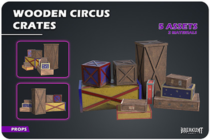Wooden Circus Crates - 5 assets