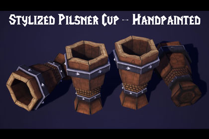 Stylized Pilsner Cup Handpainted - URP