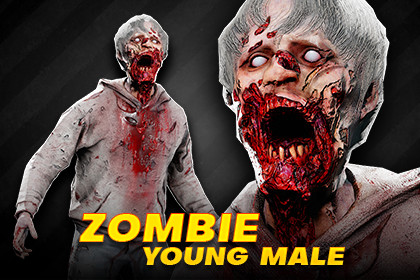 Zombie Young Male - HD PBR Rigged Character