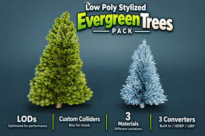 Low Poly Stylized Evergreen Trees Pack - Mini World Studio