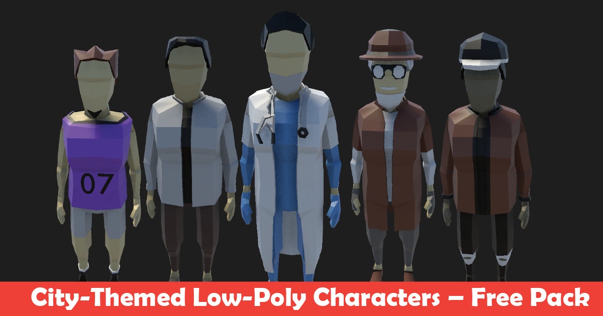 City-Themed Low-Poly Characters – Free Pack | 3D Characters | Unity ...