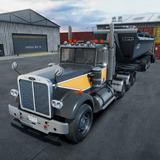 Semitruck with dump trailer