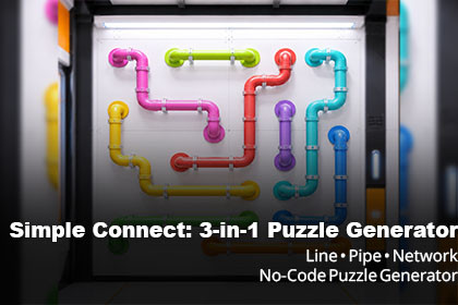 Simple Connect: 3-in-1 Line, Pipe & Network No-Code Connection Puzzle Generator