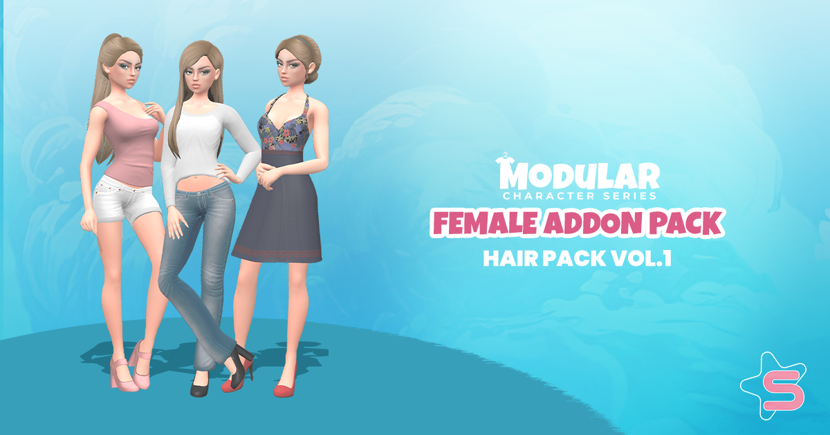 Modular Addon: Female Hair Pack 01 | 3D Characters | Unity Asset Store