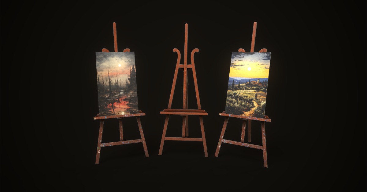 Vintage easel and canvas | 3D Tools | Unity Asset Store