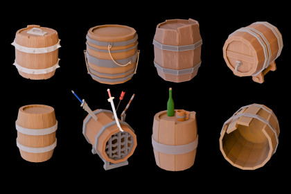 Stylized Barrels - Stylized Asset Pack by Ake
