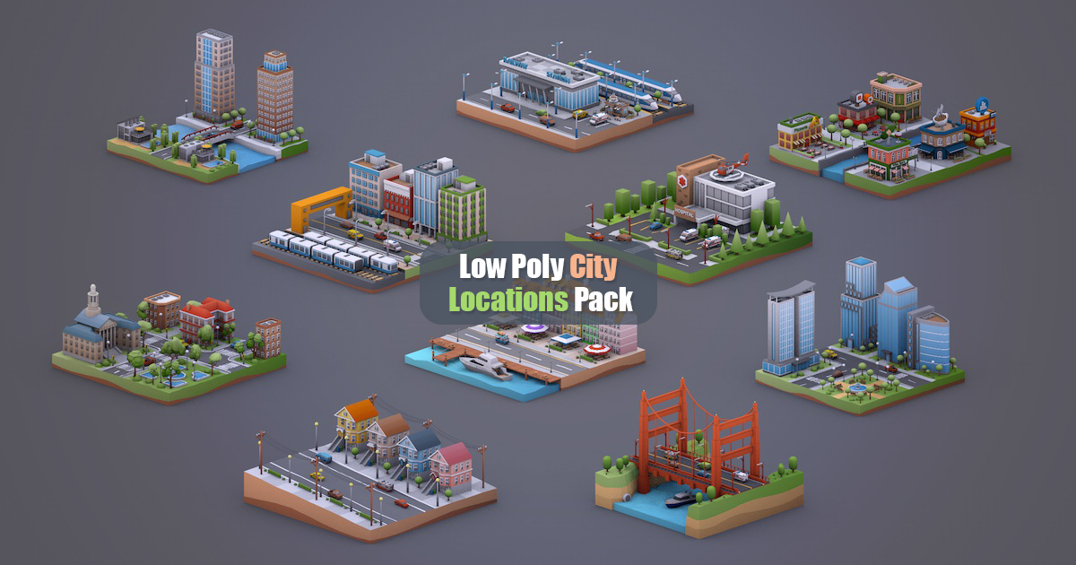 City Asset Unity Low Poly City Locations Pack | 3D Industrial | Unity Asset Store