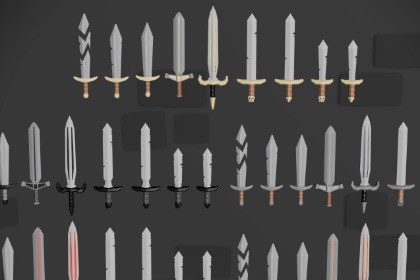 Low poly medieval weapon 3D assets