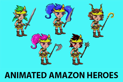 Cartoon Fantasy Amazons – 5 Animated Heroes