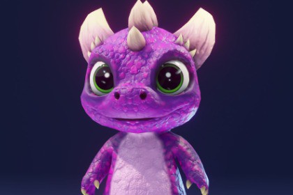 Cartoon Purple Dinosaur 3D Model (Low-Poly, Game-Ready, Animated, Built-In)