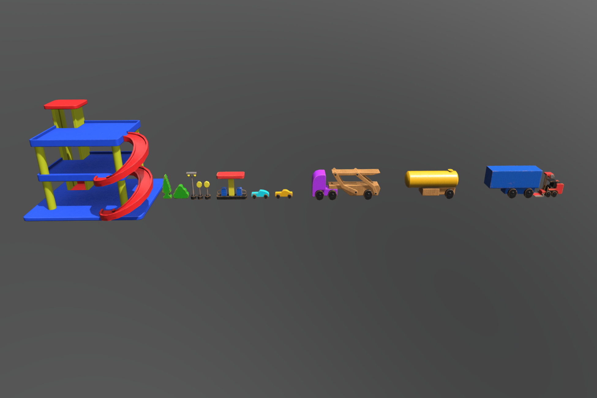 Children's Wooden Toys Parking Toys Pack | 3D Props | Unity Asset Store