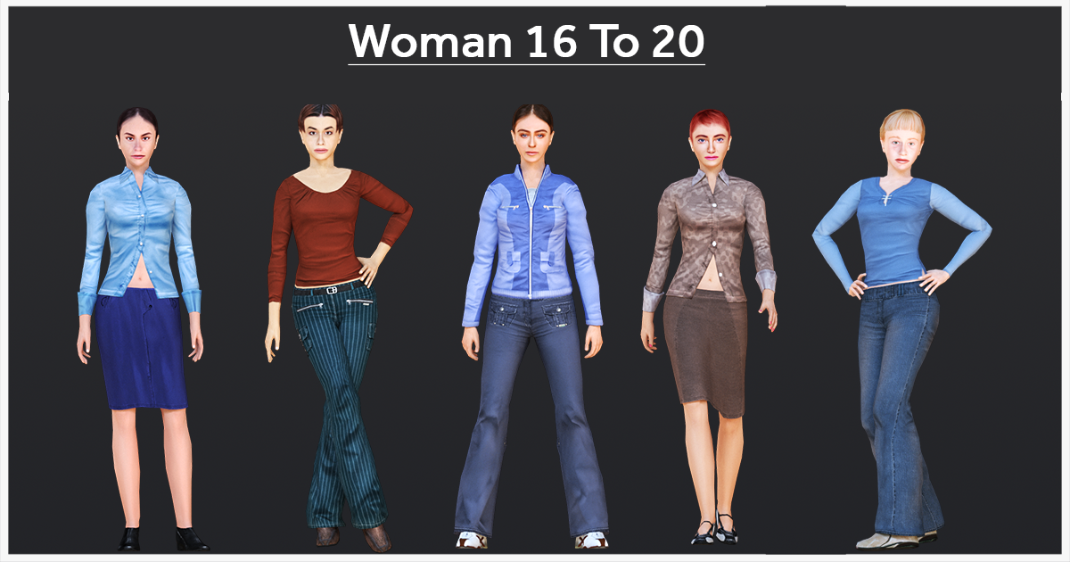 Ladies Icon Unity Woman 16 To 20 | Characters | Unity Asset Store