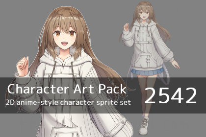 Anime Character Art Pack: 2542 - Image: Woman, casual, student, modern