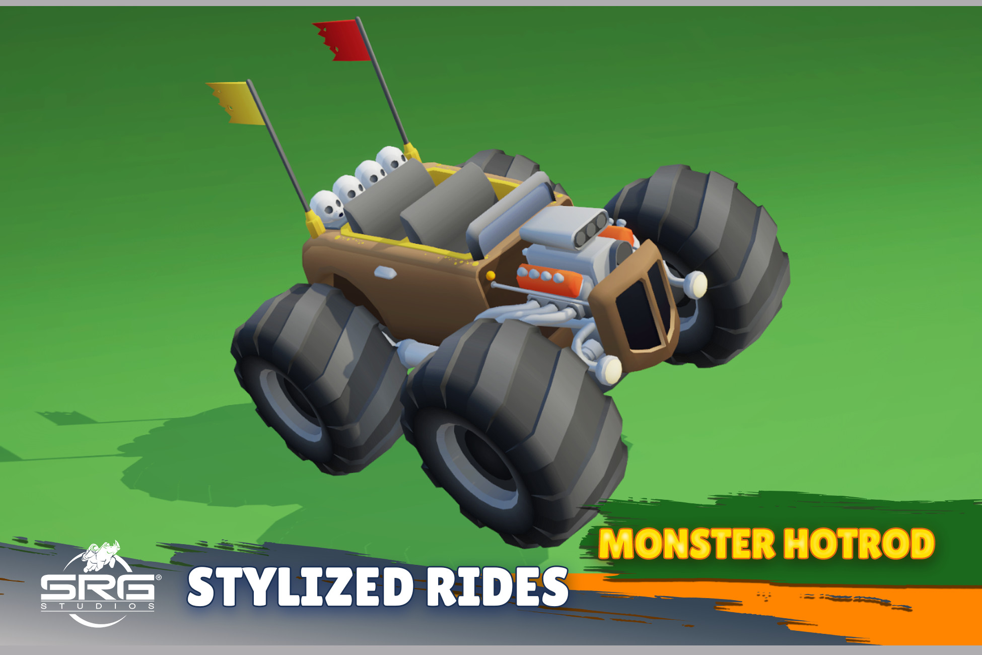 Unity Rides Vector Stylized Rides - Monster HotRod | 3D Vehicles | Unity Asset Store
