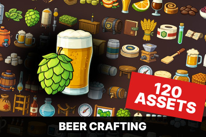 Craft Brewery Beer Production Icons Pack for Tycoon Simulation Management Games