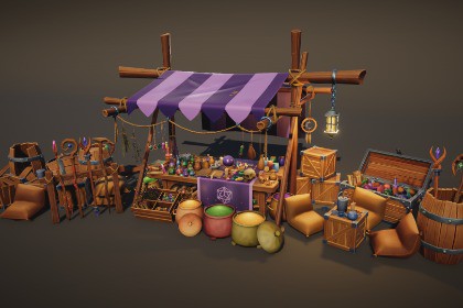 Stylized Fantasy Magic Market Stand