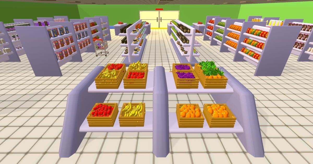Low Poly Supermarket Supplies Products Food Grocery Store Interior and ...