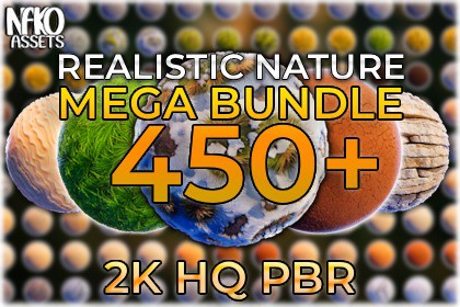 Nature 450+ HQ 2K Realistic Textures & Materials & Terrain Layers Bundle
