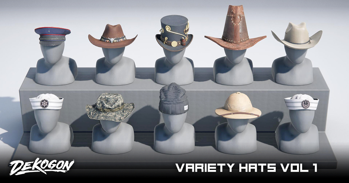 Variety Hats - VOL.1 | 3D Props | Unity Asset Store