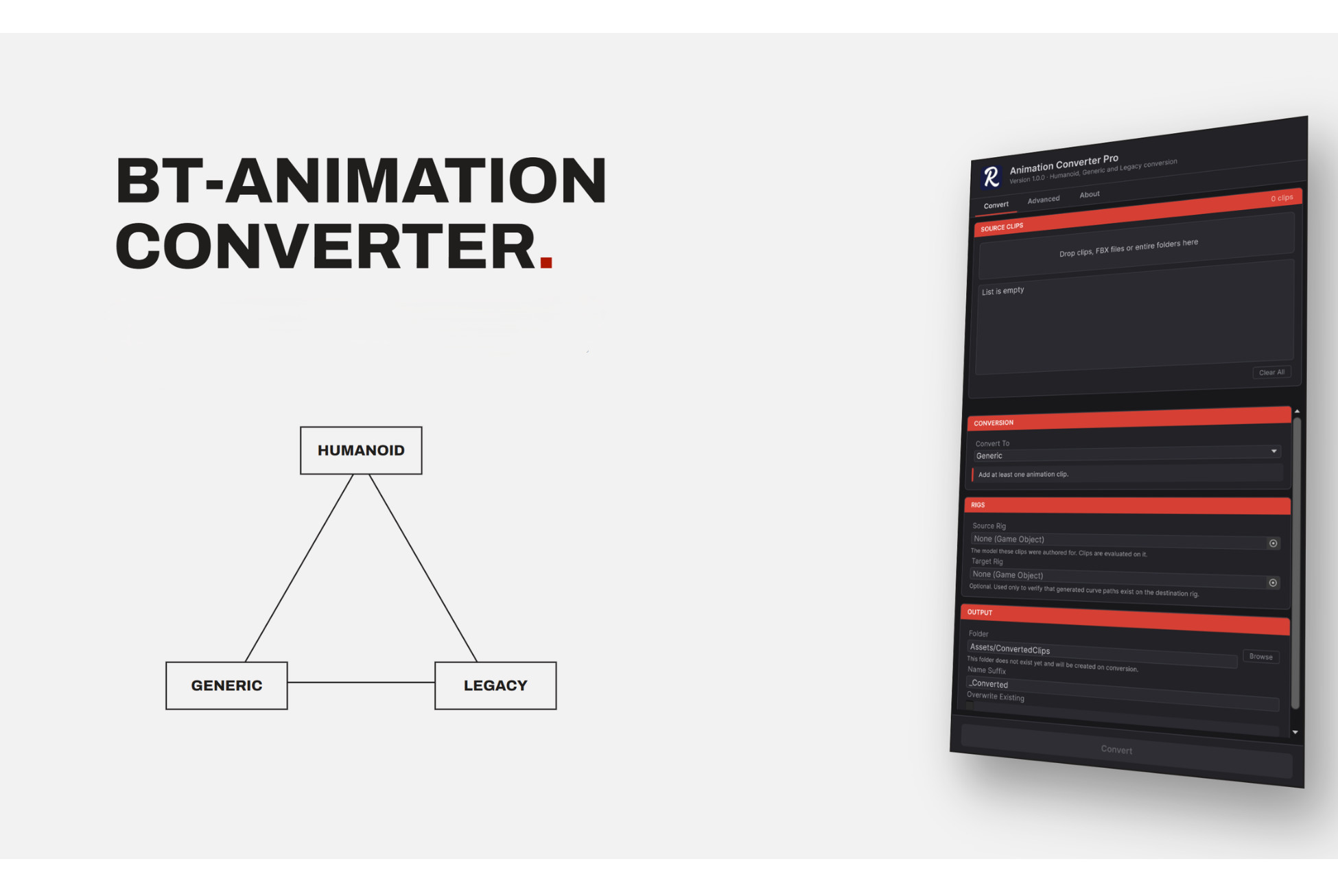 BT-Animation Converter Pro: Humanoid ⇄ Generic ⇄ Legacy Converter