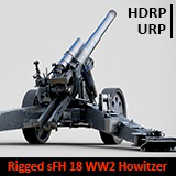 Rigged 15cm sFH 18 Cannon WW2