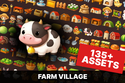 Farm Village Agriculture Animals Crops Buildings Props Pack for Simulation Games