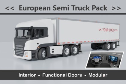 European Semi Truck Pack – Detailed Interior, Modular Trailer & Functional Doors