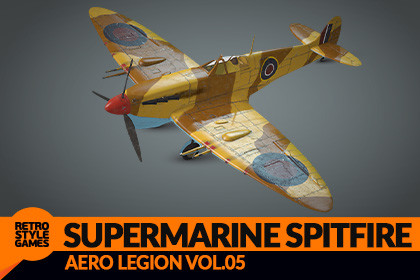Supermarine Spitfire Mk Vc WW2 Fighter Airplane - Low Poly 3D Model