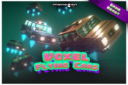 Voxel Flying Cars - 3D pixel art - monogon