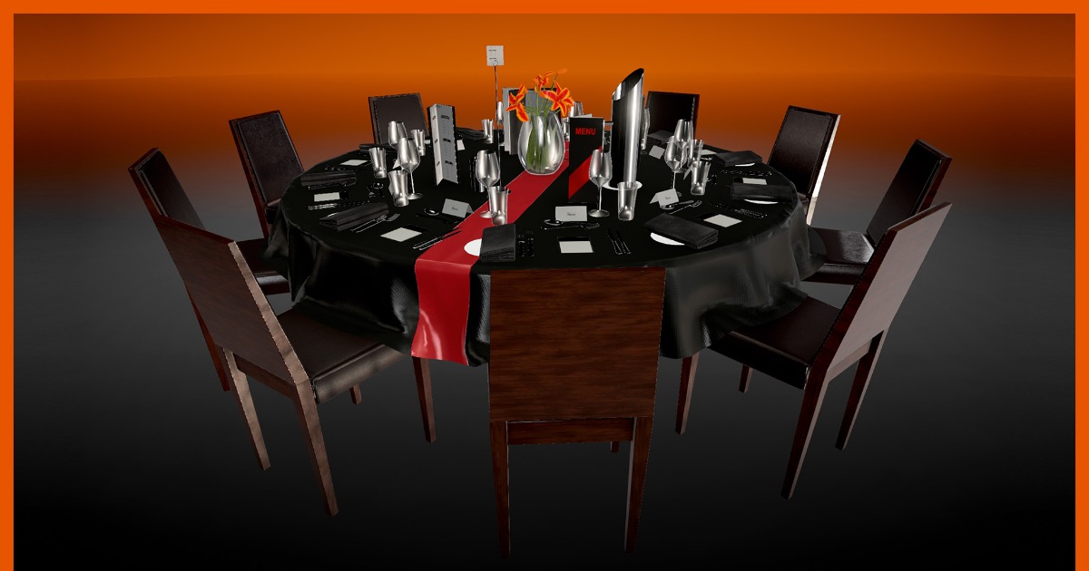 Table Base Unity Round Table Setting | 3D Furniture | Unity Asset Store