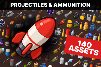 Ammunition Bullets Rockets Grenades Arrows Sci-Fi Projectiles Icons Pack