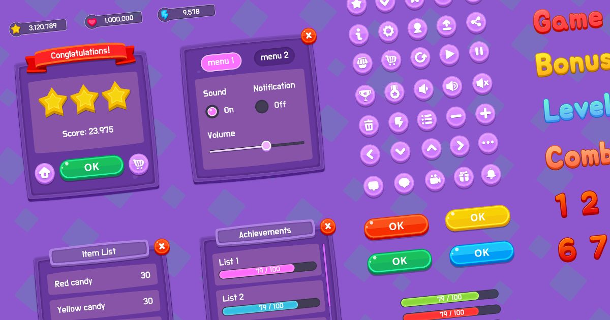 Simple & Casual Game GUI | 2D GUI | Unity Asset Store