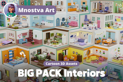 BIG PACK Cozy Cartoon Rooms Interiors