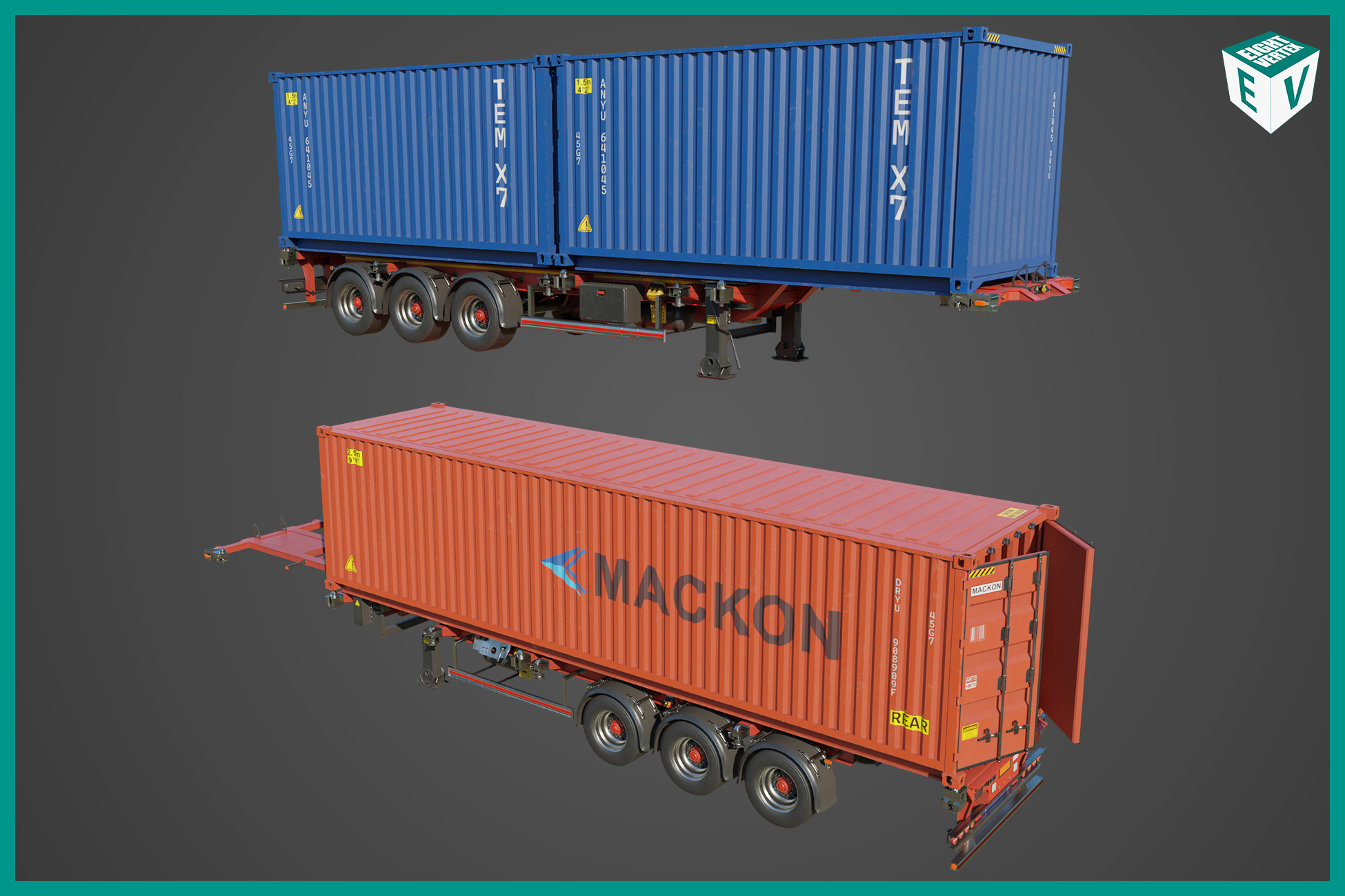 Container Carrier Trailer 02 URP HDRP Textures | 3D Land | Unity Asset ...