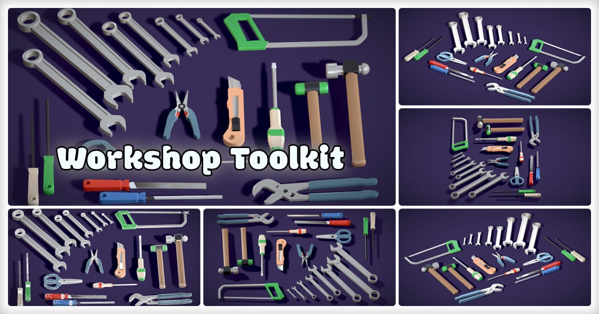 20+ Work Shop Tool Kit - Mechanic Carpentry Tool | 3D Tools | Unity ...