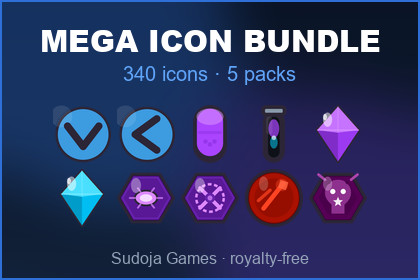 Mega Game Icon Bundle - 340 RPG, Sci-Fi, Match-3, Spell & Achievement Icons