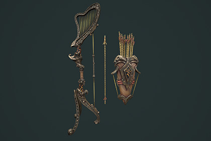 Harp bow quiver arrow